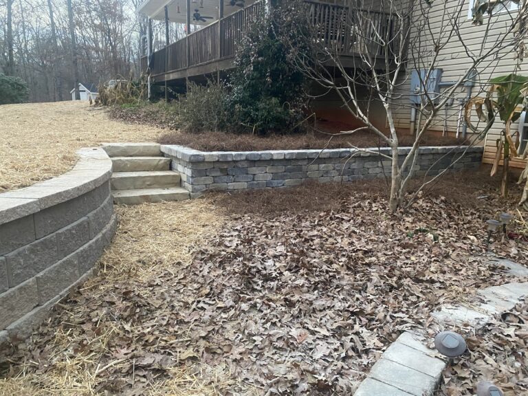 Stone retaining wall and steps by Stone Edge Landscapes, North West Georgia