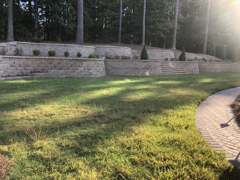 Stone retaining wall and steps by Stone Edge Landscapes, North West Georgia