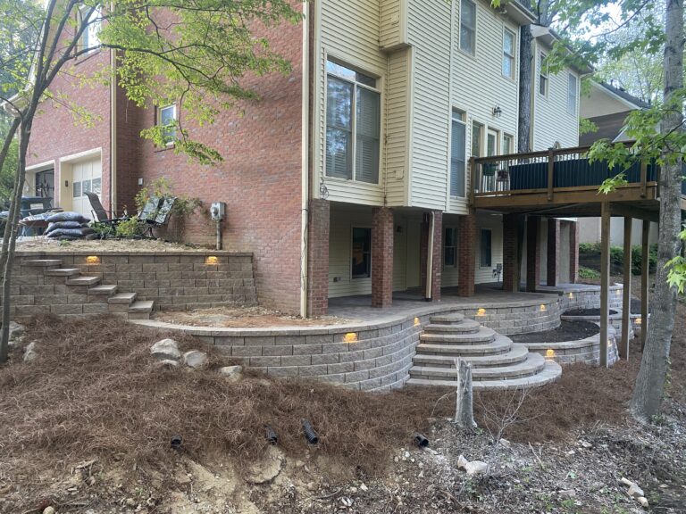 Stone retaining wall and steps by Stone Edge Landscapes, North West Georgia