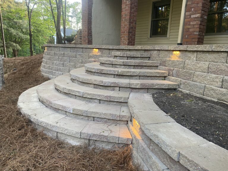 Stone retaining wall and steps by Stone Edge Landscapes, North West Georgia