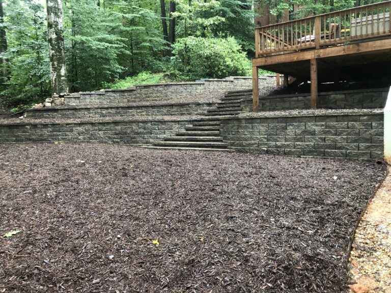 Stone retaining wall and steps by Stone Edge Landscapes, North West Georgia