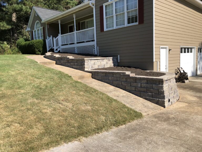 Stone retaining wall and steps by Stone Edge Landscapes, North West Georgia